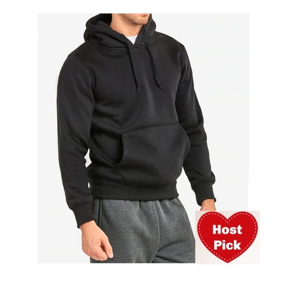 Men's Pullover Hoodie with Kangaroo Pockets. Size: 3XL. Black - Picture 1 of 4